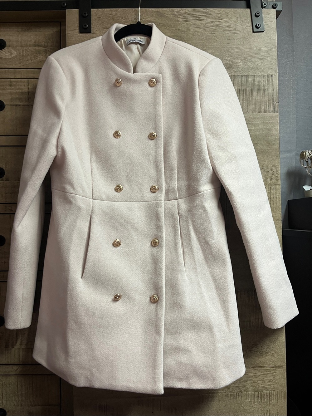 Women's Double-Breasted Pea Coat in Light Pink
